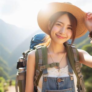 female backpacker on a hot summer day-13